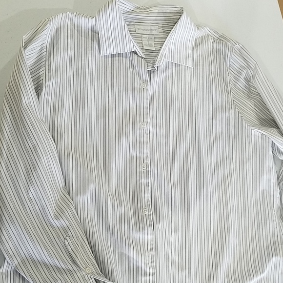 Woman's Worthington white stripe layering button - Picture 4 of 4